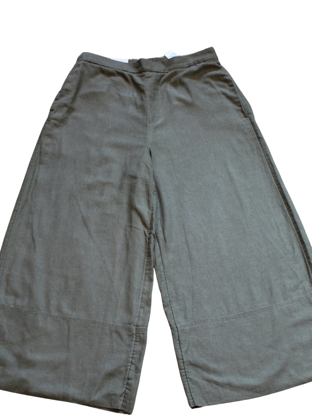 Banana Republic Wide Leg Crop Pants Olive Green Linen Blend Trousers Women’s M